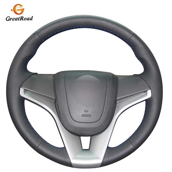 

handsewing black artificial leather steering wheel covers for cruze 2009-2014 aveo orlando holden cruze ravon r4