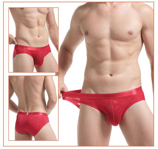 

2019 men transparent underwear lipstick personality man briefs ice silk breathable soft lace underpants thin calzoncillos, Black;white