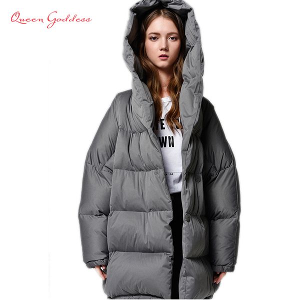 

winter short cocoon type coat simple style women warm down jacket with hood thicken new list parkas plus size large outwear, Black