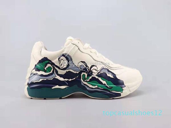 

with box)rhyton casual shoes with wave mans womans designer sneaker t12, Black