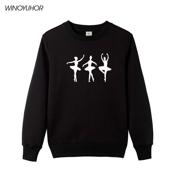 

2018 new winter women long sleeve ballerina hoodies ballet dance posture design female cute girl sweatshirts, Black