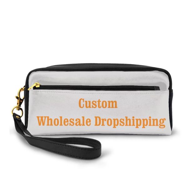 

customize makeup bag image logo name print evening cosmetic cases pencil holder make up pouch children school case dropshipping