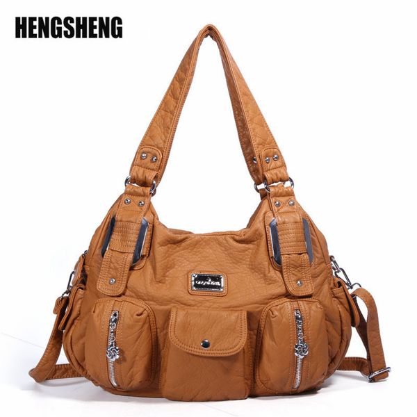 

2019 european american fashion shoulder bag женский большой емкости дамы сумки multi-карман промывочной воды сумка zf10165