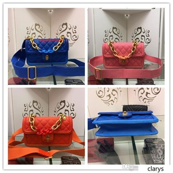 

hanel classic double flap cf vintage bag medium large blue pink blue lambskin 1036 size:22*13*6cm