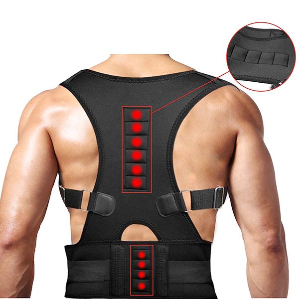 

shoulder back humpback correct belt magnets posture corrector back support brace postural correction belt chiropractic vests, Black;blue