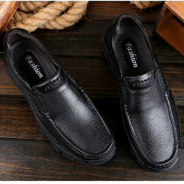 

fashion mens shoes spring autumn casual shoes for mens genuine leather soft driving loafers flats big size 38-48, Black