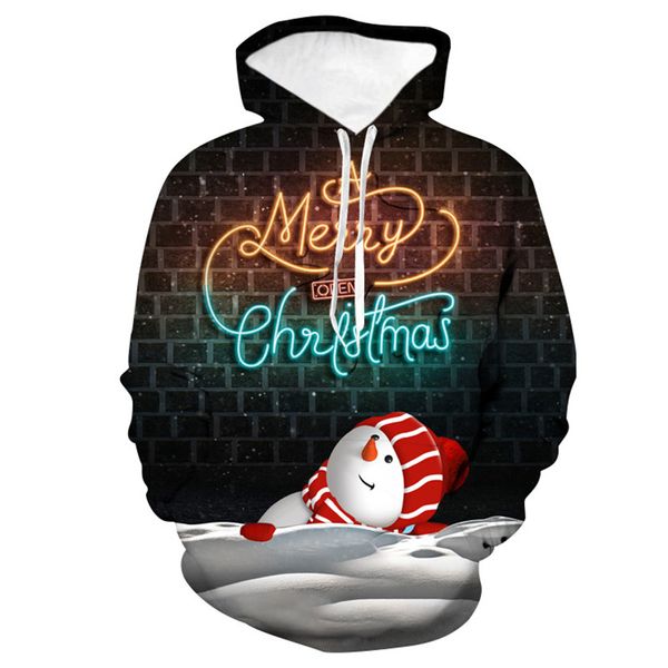 

merry christmas hoodie men women 2019 fashion 3d snowman print hoodies sweatshirts men harajuku hip hop xmas hoody sweat homme, Black