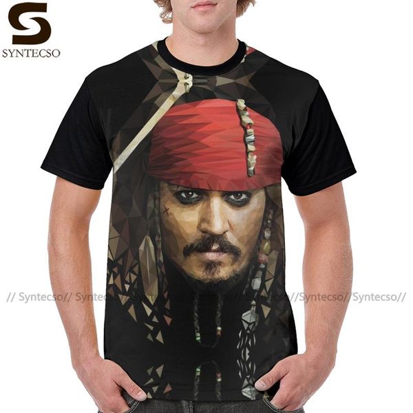 

johnny depp t shirt captain jack sparrow t-shirt men plus size tee shirt polyester casual graphic tshirt, White;black