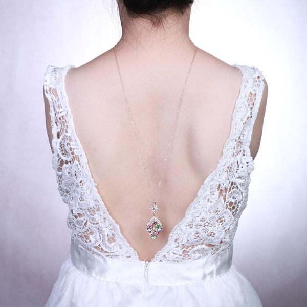 

female backdrop chain decorative necklace women sweater chain long paragraph wild simple clavicle back accessories, Silver