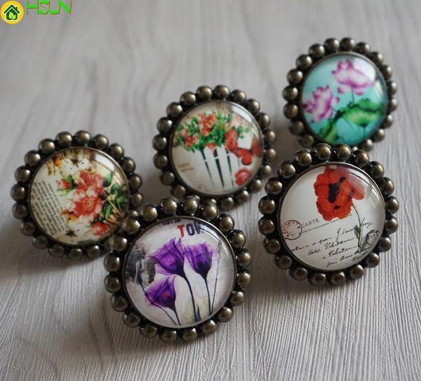 2020 Flowers Knob Crystal Drawer Knobs Beauty Glass Dresser Knob
