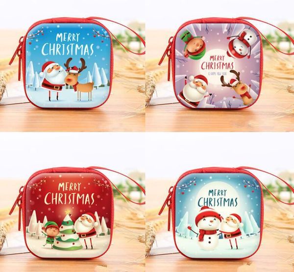 

рождество портмоне мини кошелек портативный конфеты сумка xmas подарок фавор zipper чехол для ключей наличный гарнитура красочные круглые кв