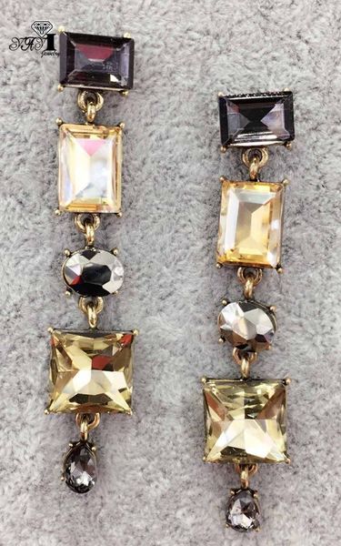 

yayi jewelry fashion brown glass rhinestone dangle crystal earring women's fashion ancient gold color gem earrings gift, Silver