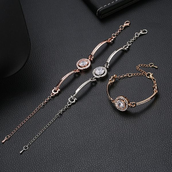 

fashion women simple metal bracelet temperament noble flash drill bracelet valentine's day gift, Golden;silver