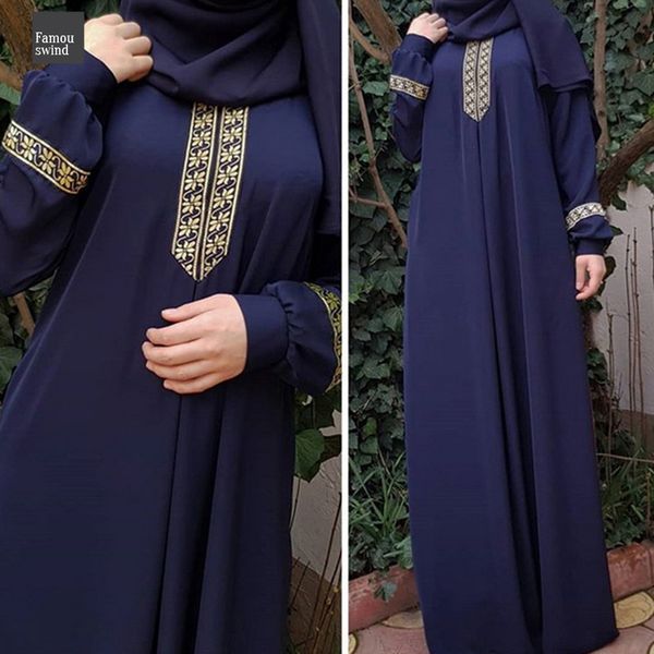 

maxi dresses autumn women plus size long sleeve print long abaya jilbab muslim casual kaftan long dress tunics, Black;gray