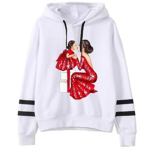 

женщины толстовки супер мама дамы harajuku балахон топы с длинным рукавом толстовка леди фуфайки печати вскользь модные женские платья, Black