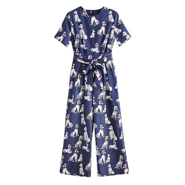 

fashion streetwear summer playsuits women's v collar printing frenulum short sleeve jumpsuits #j5s, Black;white