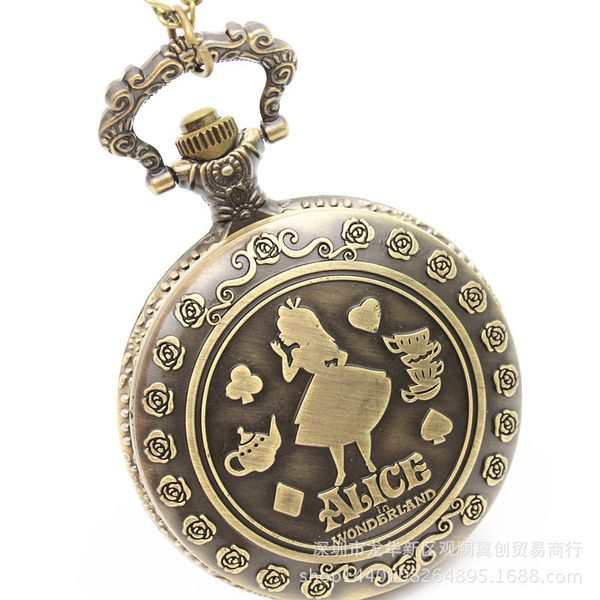 

alice in wonderland children watch toys for children pocket watch, Slivery;golden