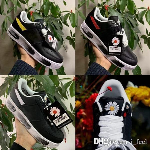 

peaceminusone x forced 1 para-noise low mens running shoes women skateboard sports designer dunk one black red yellow little daisy sneakers