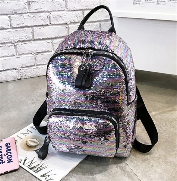 

новый блеск сумка прохладный универсальный стильный изменение цвета блеск двойной сумка рюкзак ph-cfy20062860