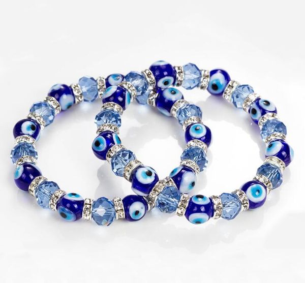 Moda simple mal de ojo religioso ojo encanto cuentas azules pulsera de la suerte mejor partido pulsera turca para mujeres GB875