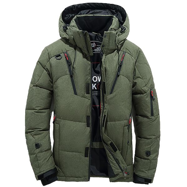 

new high-end mens winter jacket thick snow parka overcoat white duck down jackets men wind breaker brand down coats, Black