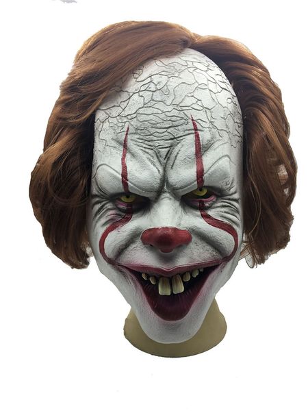 Film in silicone Stephen King Joker Maschera Full Face Horror Clown Maschera in lattice Maschere di Halloween Party Orribile Cosplay Prop Mask YD0406