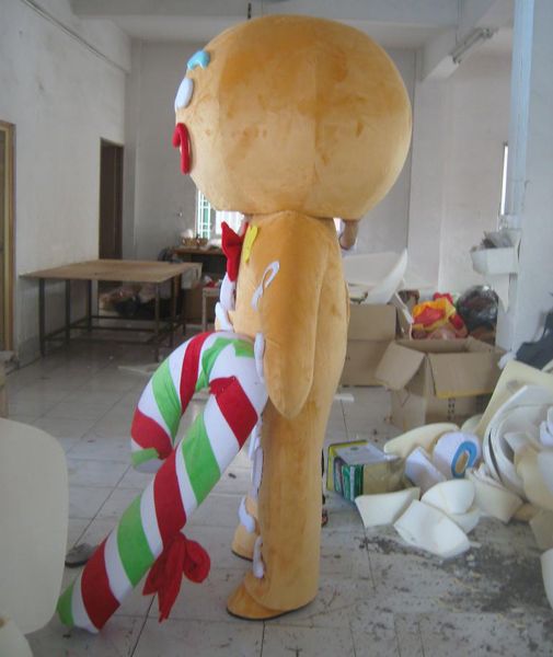 2019 venda de fábrica quente da cabeça adulto gingerbread homem fantasia de mascote para adultos ao desgaste