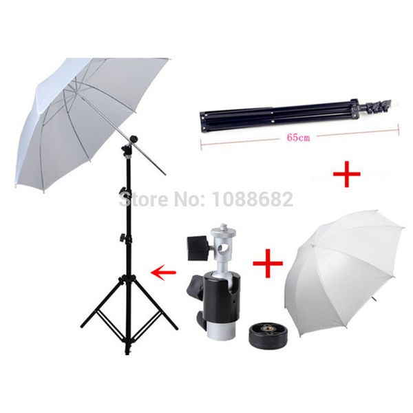 Freeshipping 3in1 Kit de Fotografia 65-200 cm Estúdio de Iluminação Tripé Light Stand + Suporte de Flash Giratório + 33 Translúcido Guarda-chuva Macio
