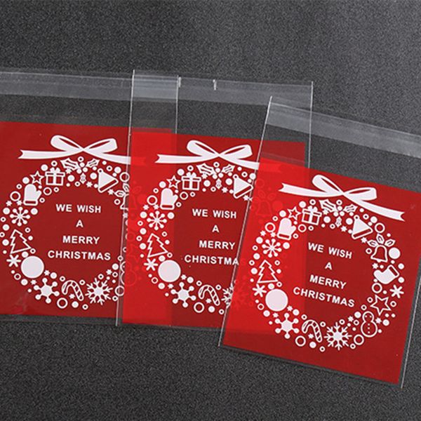 

christmas bag cookie candy package bags self adhesive opp gifts bag new year 2020 gifts for kids presents christmas decoration 100pcs