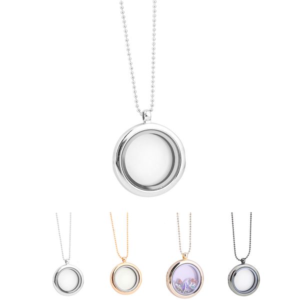 

fashion women diy empty pendant necklace lovers locket pan glass drop long chain necklace christmas gift, Silver