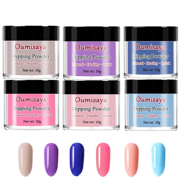 

10gx6pcs set gelous color oumisaya dip powder nail polish (no need of uv/led light lamp cure, Silver;gold