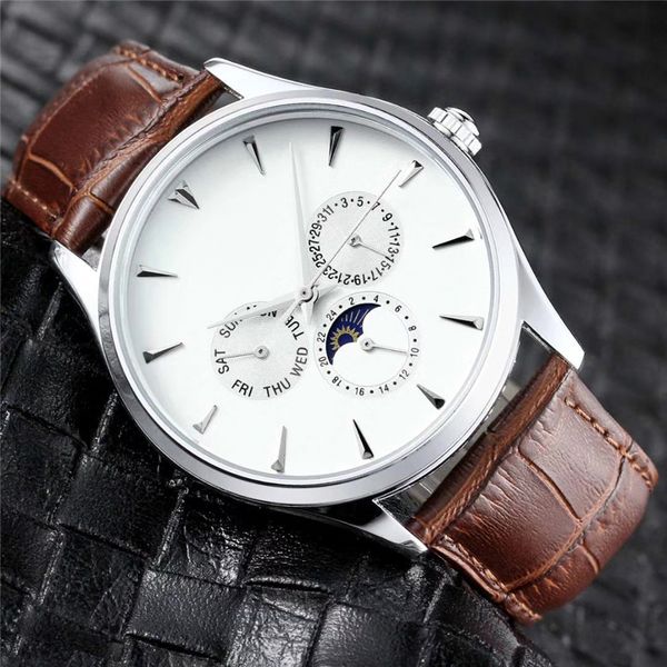 

designer watches mens lg luxury watches quartz watches for men leather watchband alligator strap wristwatches without box lg6 20020303p, Slivery;brown