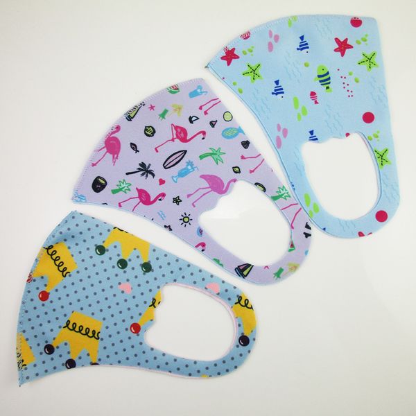 

reusable colorful printed scuba knitting fabric anti dust face mask facemask for children in stock dhl fedex shipping