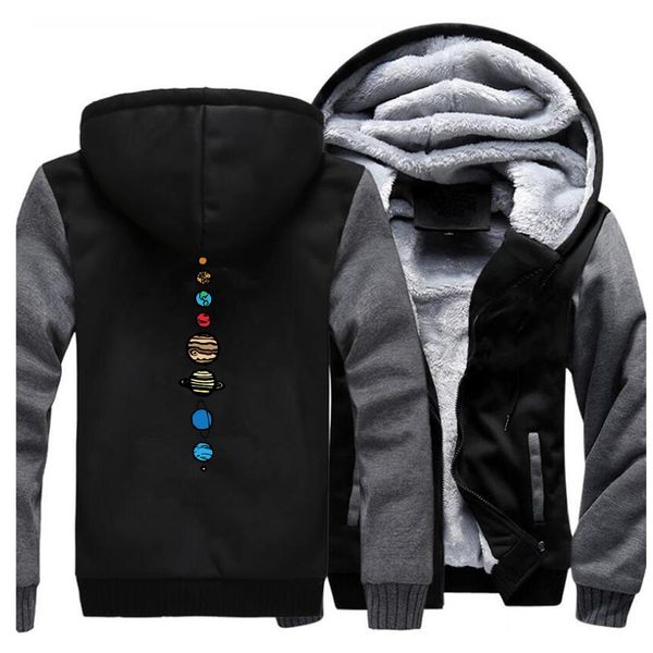 

2019 men fashion colorful planets printed hooded hoodies plus size fleece warm sweatshirts autumn winter hip hop man tracksuits, Black