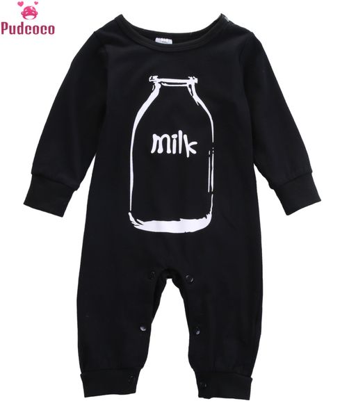

pudcoco марка новорожденный младенца мальчики девочки romper комбинезон с длинным рукавом хлопок black milk pattern romper младенца one piec, Blue