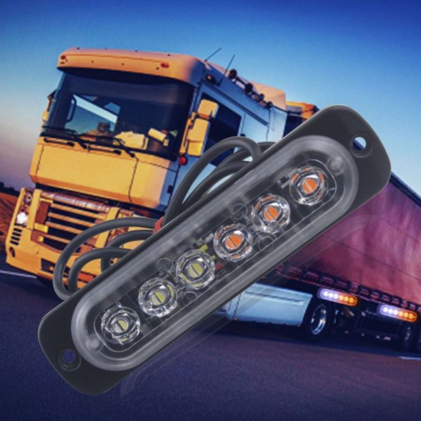 

12-24v 6led 18w ultra-thin strobe light warning light for cars/motorcycles/trucks three color car safe lights