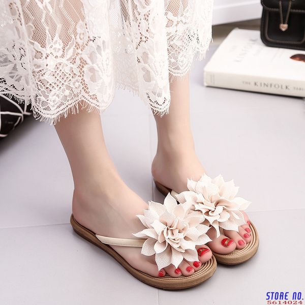 

2020 summer new style roman style cool slippers female flower flip-flops with female slippers beach shoes wholesale, Black