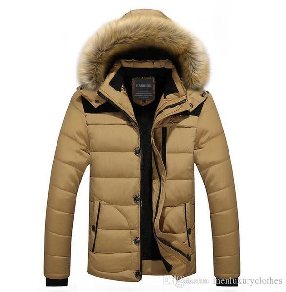 

designer down jackets fur design fleece warm thick coats clothes winter men hooded, Black