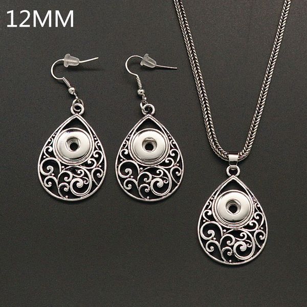 

новый dj0176 красота простой падение полый цветочный узор имбирь snap necklaceearrings fit 12 мм имбирь snap кнопки оптом, Silver