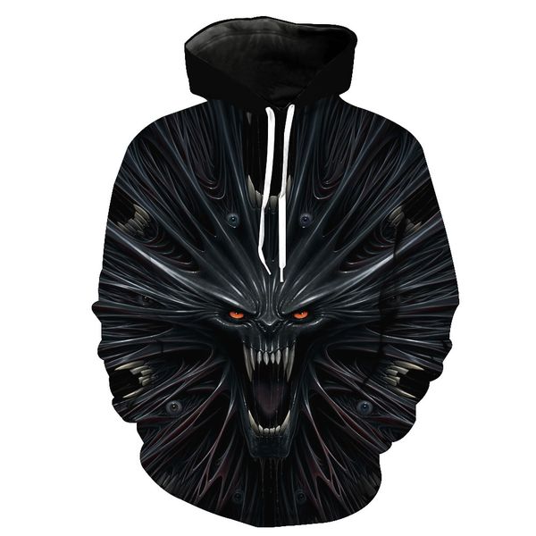 

terrorist bioprints hats pockets pullovers men's tidal hats men's sanitary clothes sweatshirts printing blouse hoodies, Black