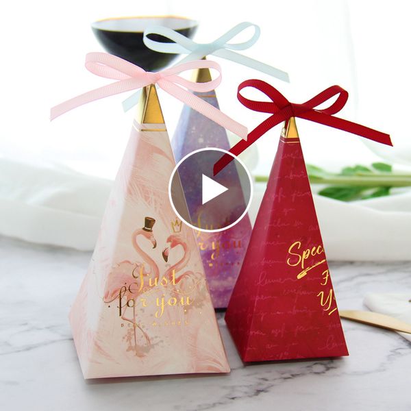 

new pyramid wedding favours gift boxes just for you printed chocolate cookies paper candy box for special party favors supplies