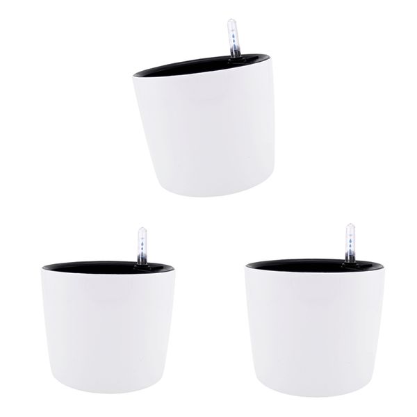 

3 piece 7'' modern self watered planter yard decoration lazy flower pot