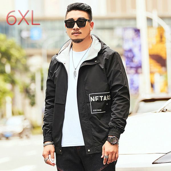 

large size mens casual clothing fat guy jackets big and tall coat fashion hooded thin jacket all-match handsome clothing male, Black;brown