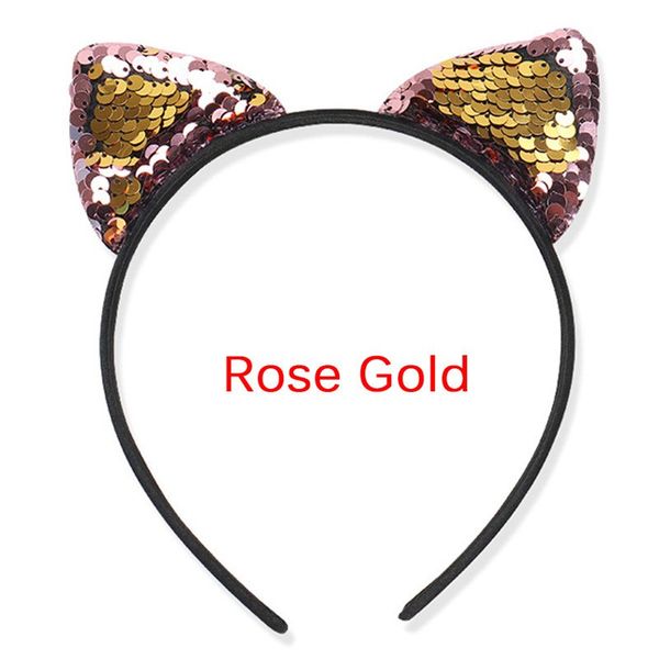 

fashion sequins cat ear hairband cat ear cosplay kids hair headband 6 colors, Slivery;white