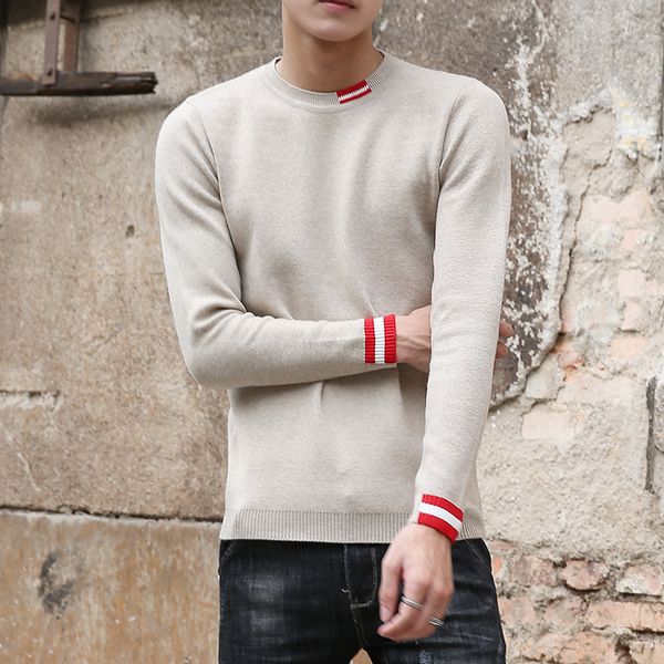 

new fashion design pullover men casual wear sweaters men 2017 black white khaki winter warm knitwear men's asia size ~xxl, White;black