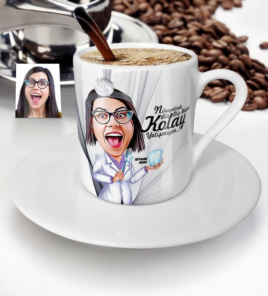 

персонализированные женщин s стоматолог мультфильм турецкий кофе кубок-2