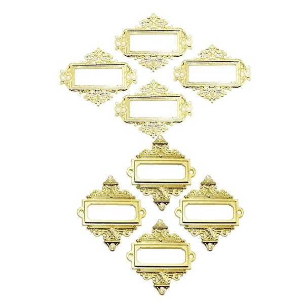 

8pcs cabinet card tag label holder metal lace frame on bookcases golden