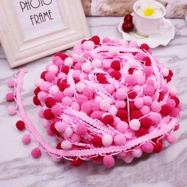 

5yards colorfuly tiny lace pompom trim 10-12mm pom trim sewing decoration ribbon ball fringe fur craft diy materials, Pink;blue