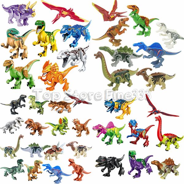 Jurassiic Park World Dinosaur Building Blocks 48 Designes Kopf Block Toys Jurassic Dinosaur Park Mattoni Giocattoli per bambole Miglior dinosauro ABS Minifig