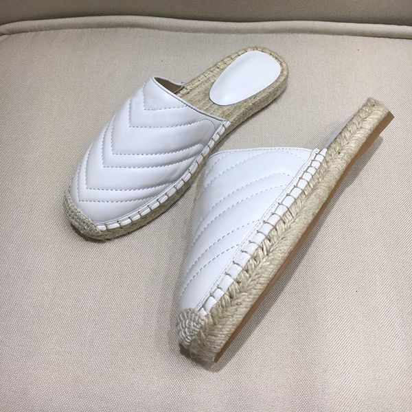 

2020 кожа новая летняя мода женская espadrilles тапочки с высоким качеством ткани биметаллические соломы отель pantoufle повседневная обувь, Black